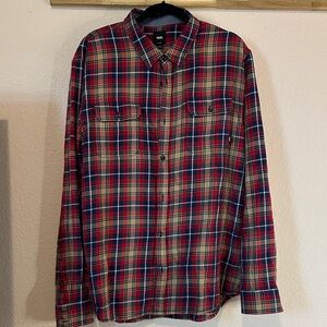 Vans Men's Red and Blue Plaid Shirt